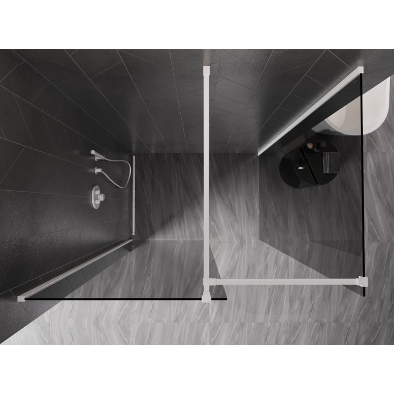 Mexen Kioto-X Walk-in dušisein 150 x 100 cm, läbipaistev 10 mm, valge - 800-150-202-20-00-100-X