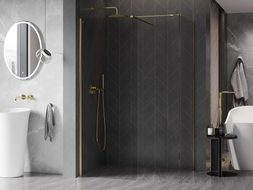 Mexen Kioto-X Zid za tuš Walk-in 140 x 70 cm, proziran 10 mm, zlatni - 800-140-202-50-00-070-X