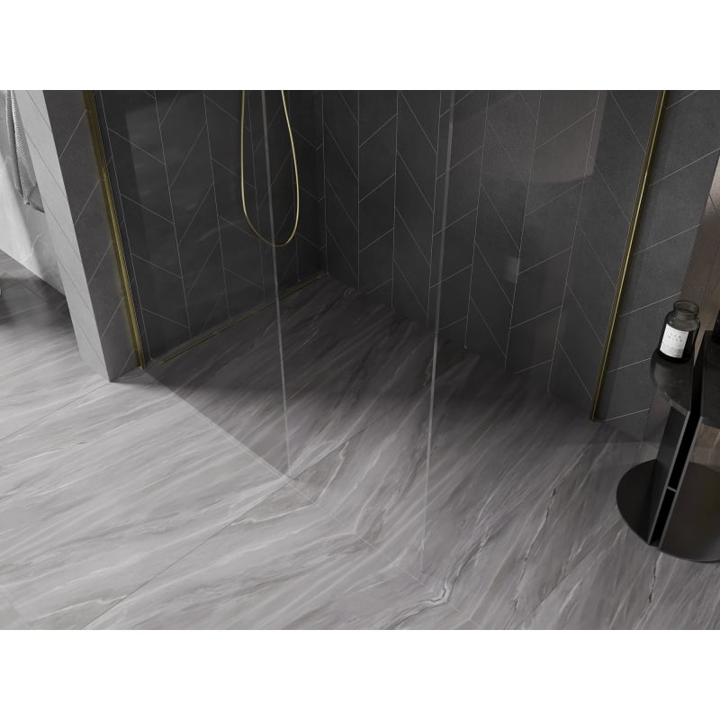 Mexen Kioto-X panel de ducha Walk-in 90 x 90 cm, transparente 10 mm, dorado - 800-090-202-50-00-090-X