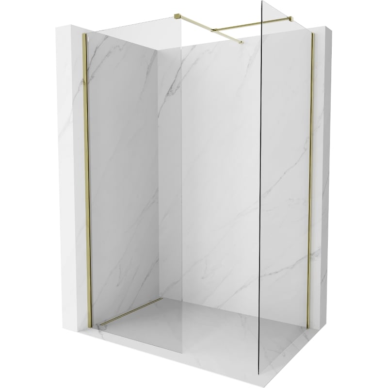 Mexen Kioto-X paroi de douche Walk-in 150 x 90 cm, transparent 10 mm, or - 800-150-202-50-00-090-X