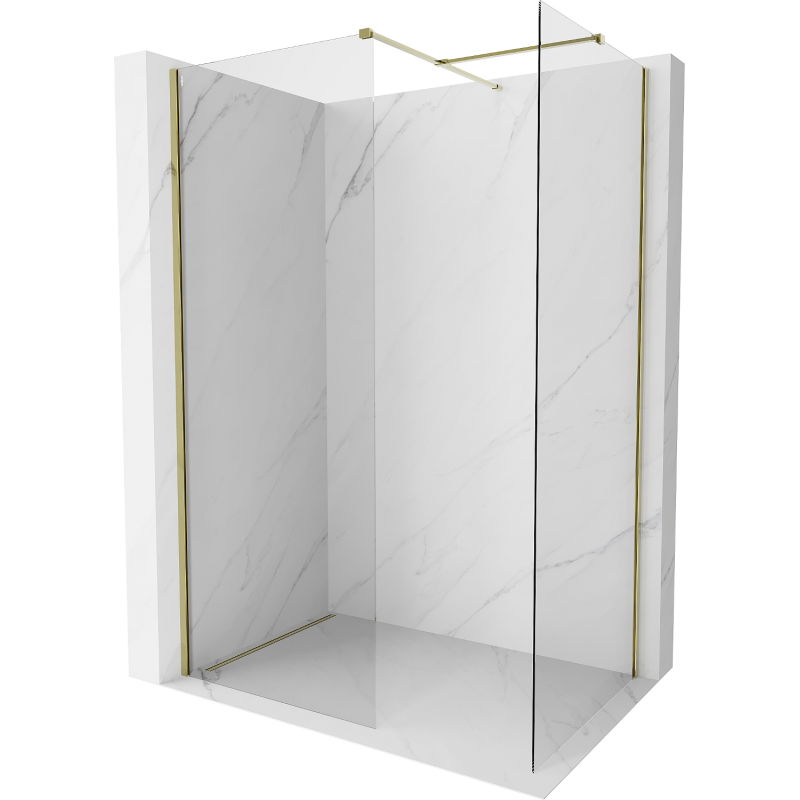 Mexen Kioto-X Walk-in Duschmauer 140 x 100 cm, transparent 10 mm, gold - 800-140-202-50-00-100-X