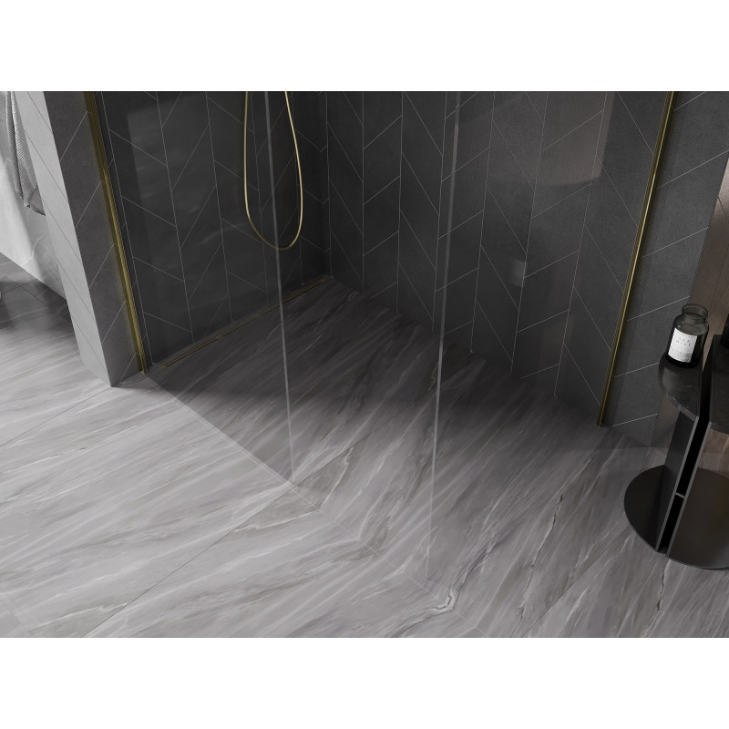 Mexen Kioto-X Walk-in tuš pregrada 120 x 110 cm, prozirna 10 mm, zlatna - 800-120-202-50-00-110-X