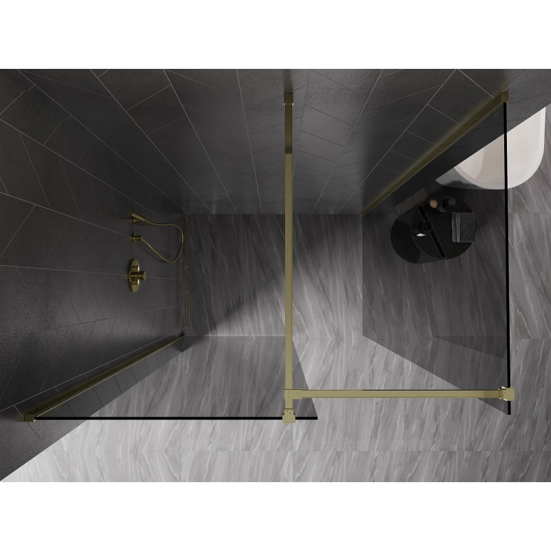 Mexen Kioto-X Walk-in tuš pregrada 120 x 110 cm, prozirna 10 mm, zlatna - 800-120-202-50-00-110-X