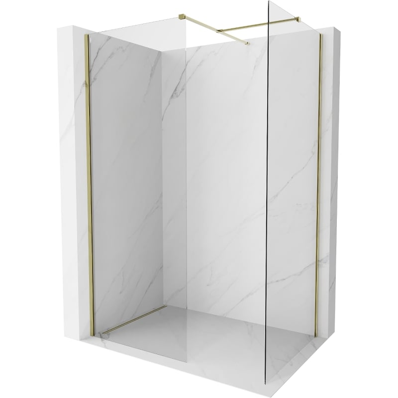 Mexen Kioto-X dušisein Walk-in 130 x 120 cm, läbipaistev 10 mm, kuldne - 800-130-202-50-00-120-X