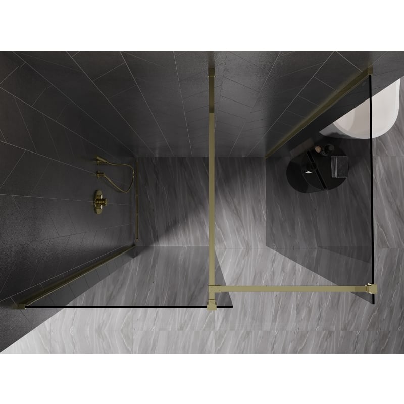 Mexen Kioto-X parede de duche Walk-in 160 x 120 cm, transparente 10 mm, dourada - 800-160-202-50-00-120-X