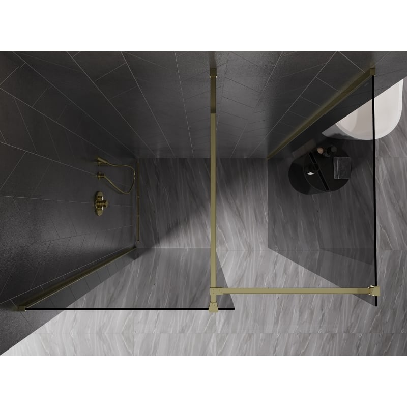 Mexen Kioto-X Stijenka za tuš Walk-in 160 x 120 cm, prozirna 10 mm, zlatna - 800-160-202-50-00-120-X