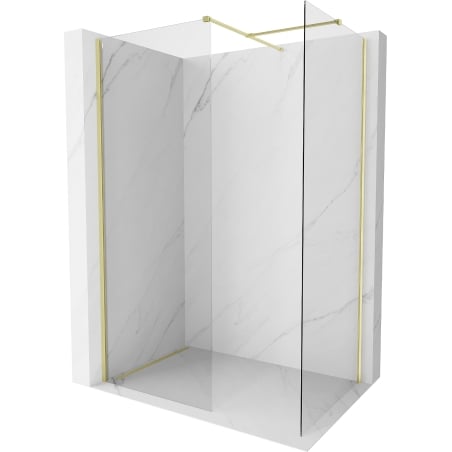 Mexen Kioto-X Shower Screen Walk-in 130 x 70 cm, Transparent 10 mm, Brushed Gold - 800-130-202-55-00-070-X
