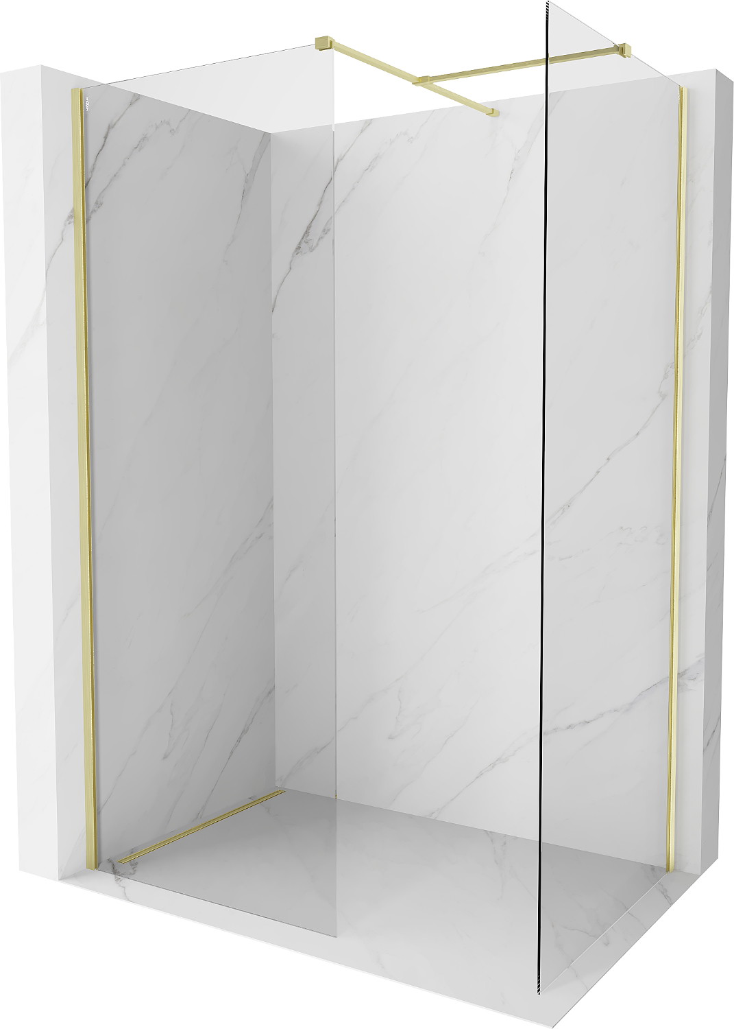 Mexen Kioto-X ścianka prysznicowa Walk-in 130 x 70 cm, transparent 10 mm, złota szczotkowana - 800-130-202-55-00-070-X