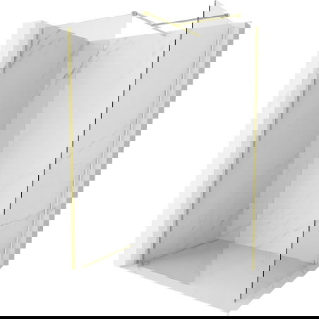 Mexen Kioto-X Duschwand Walk-in 140 x 70 cm, transparent 10 mm, gëllen gebürst - 800-140-202-55-00-070-X