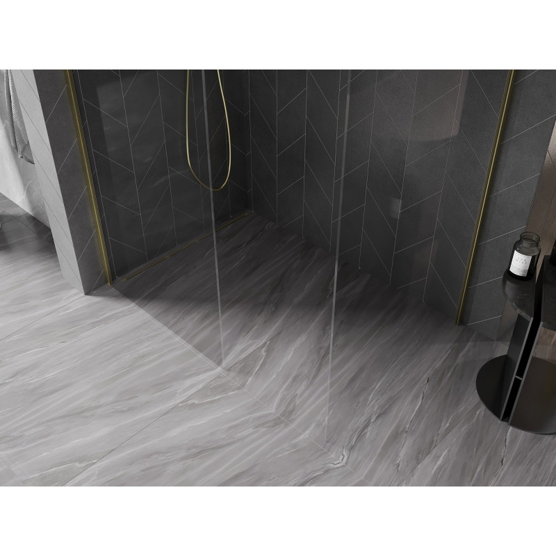 Mexen Kioto-X dušisein Walk-in 160 x 80 cm, läbipaistev 10 mm, harjatud kuld - 800-160-202-55-00-080-X