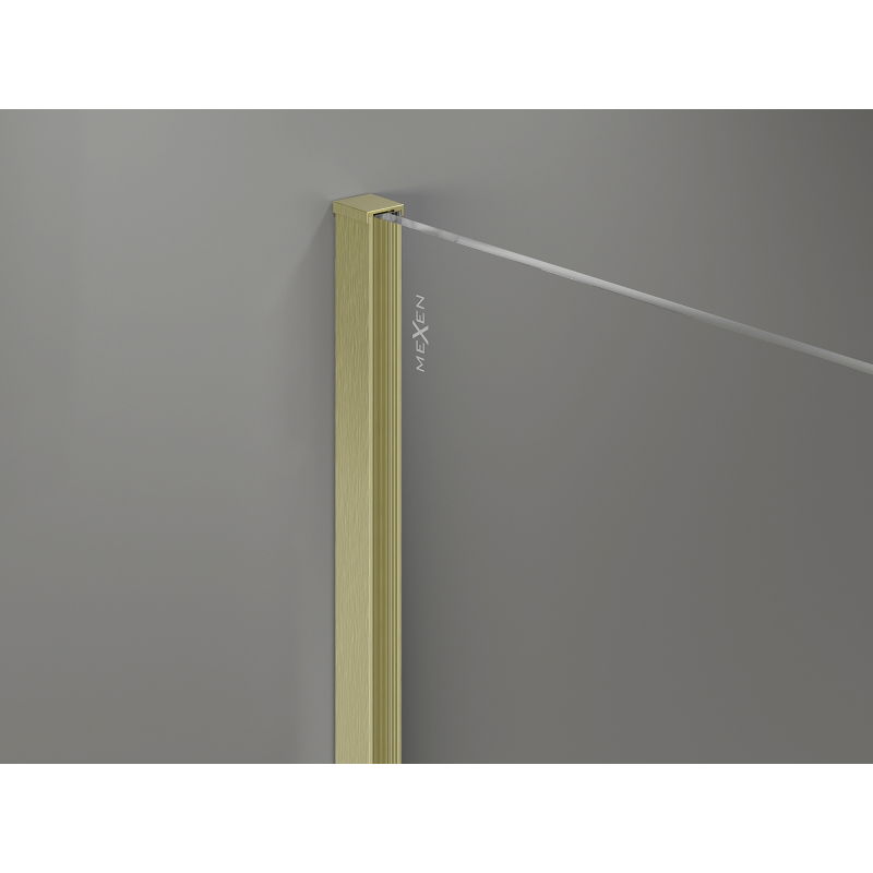 Mexen Kioto-X Walk-in Shower Wall 110 x 90 cm, Transparent 10 mm, Brushed Gold - 800-110-202-55-00-090-X