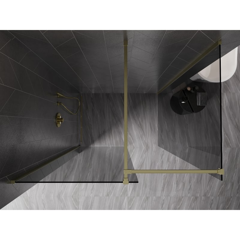 Mexen Kioto-X dušisein Walk-in 120 x 90 cm, läbipaistev 10 mm, harjatud kuldne - 800-120-202-55-00-090-X
