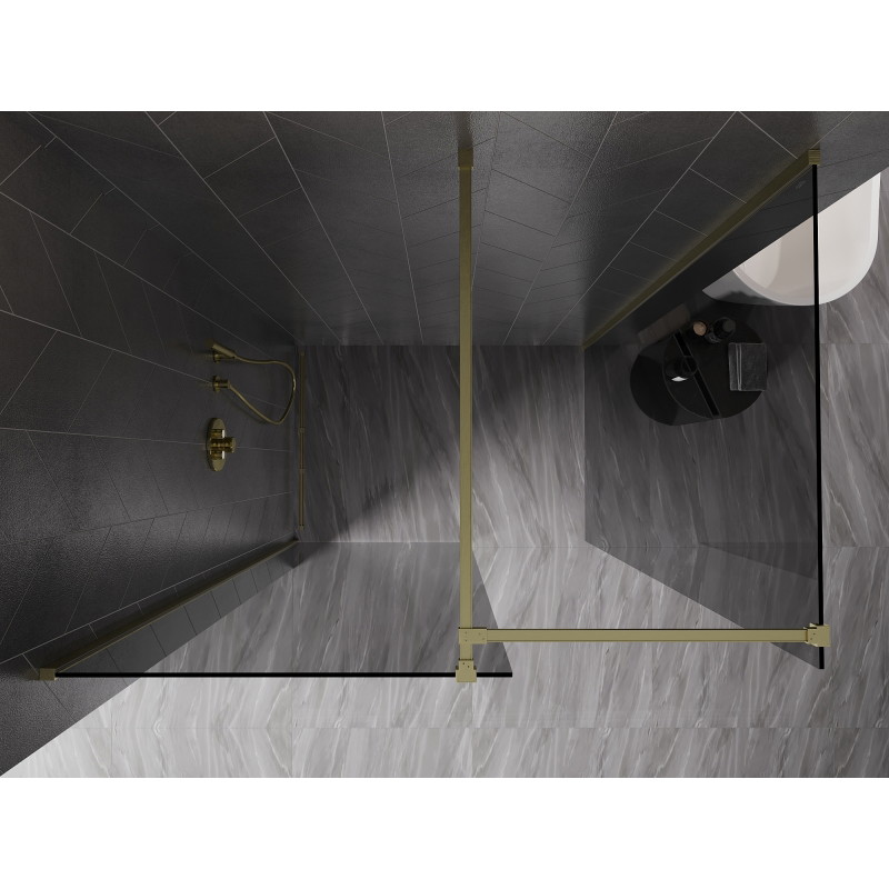 Mexen Kioto-X dušisein Walk-in 150 x 90 cm, läbipaistev 10 mm, kuldne harjatud - 800-150-202-55-00-090-X