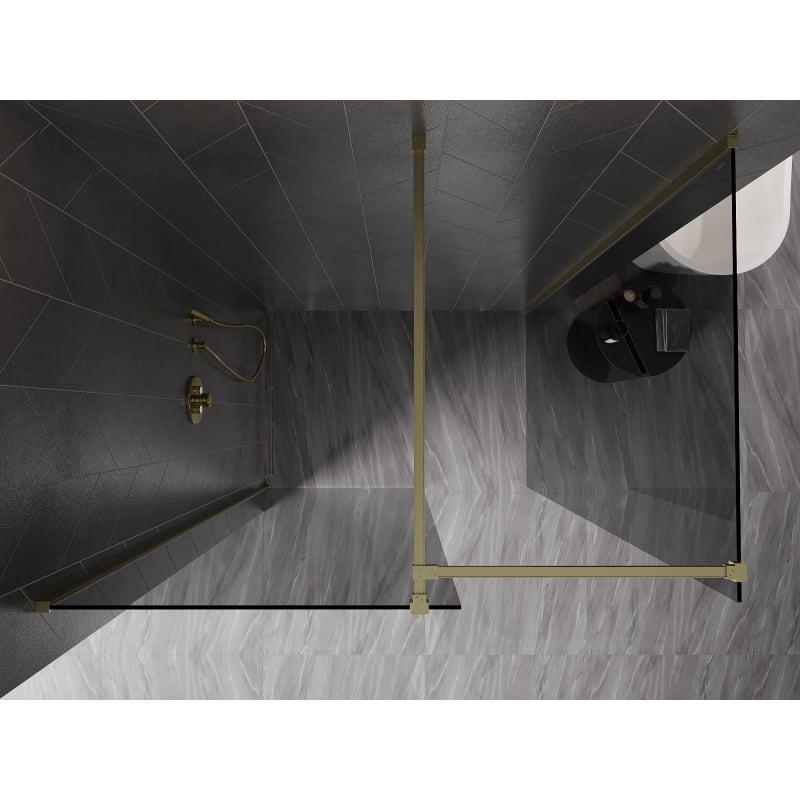 Mexen Kioto-X paroi de douche Walk-in 150 x 90 cm, transparent 10 mm, or brossé - 800-150-202-55-00-090-X