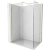 Mexen Kioto-X Walk-in Shower Screen 140 x 110 cm, Transparent 10 mm, Brushed Gold - 800-140-202-55-00-110-X
