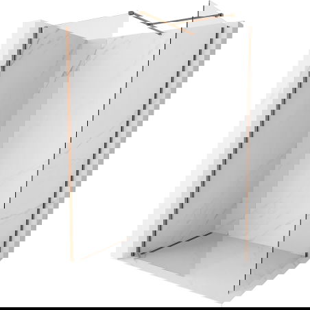 Mexen Kioto-X suihkuseinä Walk-in 100 x 70 cm, läpinäkyvä 10 mm, ruusukulta - 800-100-202-60-00-070-X