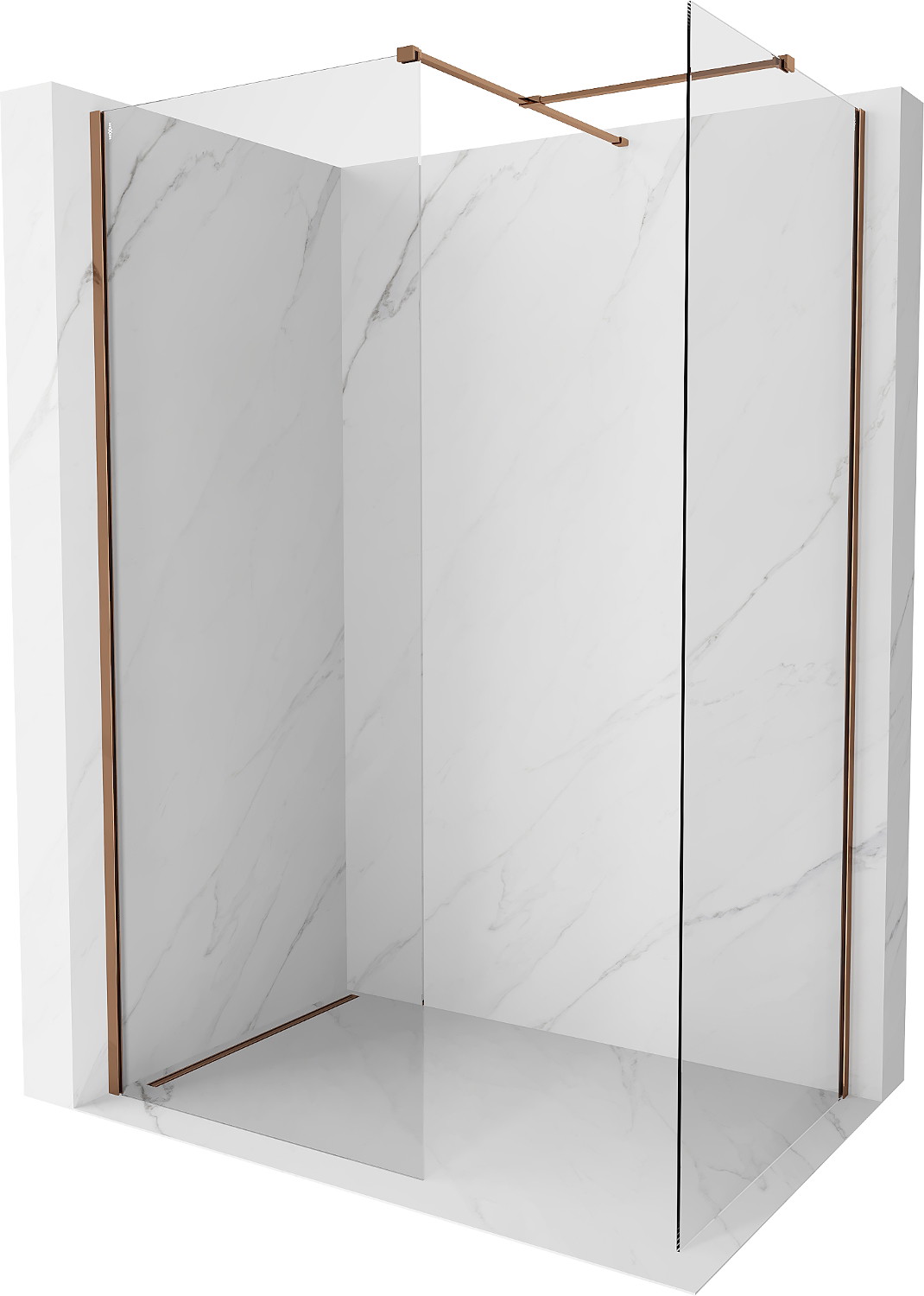 Mexen Kioto-X ścianka prysznicowa Walk-in 130 x 70 cm, transparent 10 mm, różowe złoto - 800-130-202-60-00-070-X