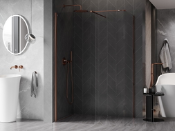 Mexen Kioto-X dušisein Walk-in 100 x 80 cm, läbipaistev 10 mm, roosakuld - 800-100-202-60-00-080-X