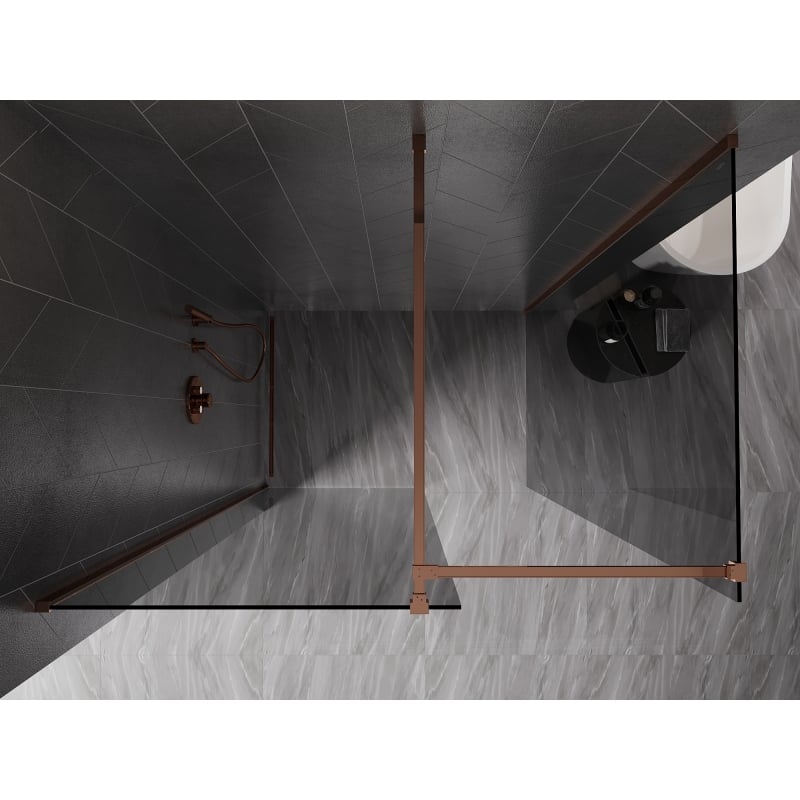 Mexen Kioto-X panel de ducha Walk-in 110 x 80 cm, transparente 10 mm, oro rosa - 800-110-202-60-00-080-X