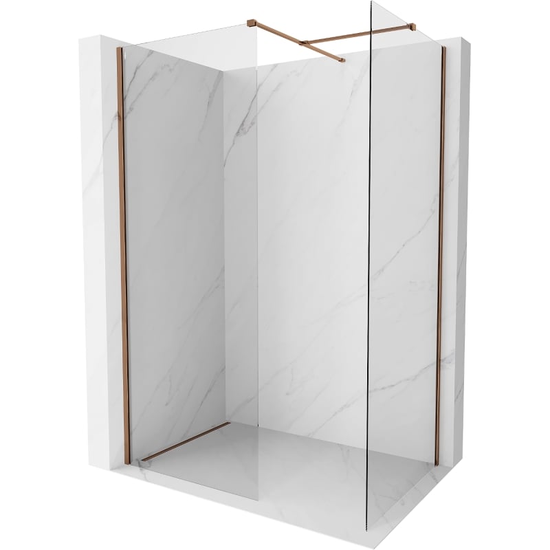 Mexen Kioto-X Mampara de ducha Walk-in 130 x 80 cm, transparente 10 mm, oro rosa - 800-130-202-60-00-080-X