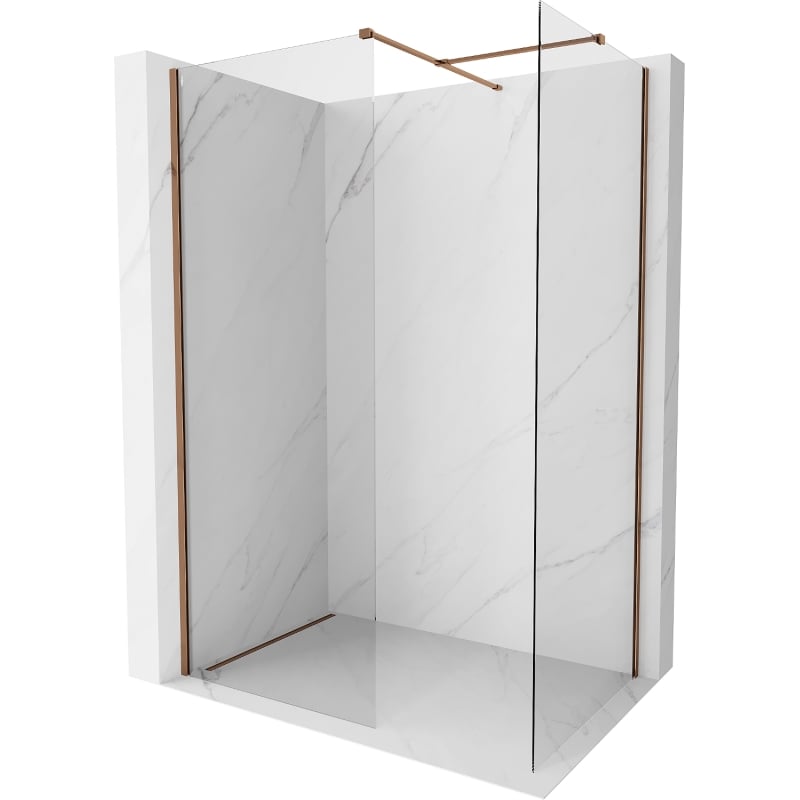 Mexen Kioto-X ścianka prysznicowa Walk-in 100 x 90 cm, transparent 10 mm, różowe złoto - 800-100-202-60-00-090-X