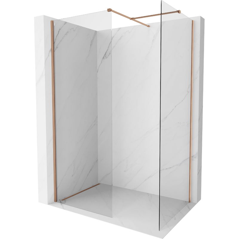 Mexen Kioto-X Duschwand Walk-in 120 x 70 cm, transparent 10 mm, gebürstetes Kupfer - 800-120-202-65-00-070-X