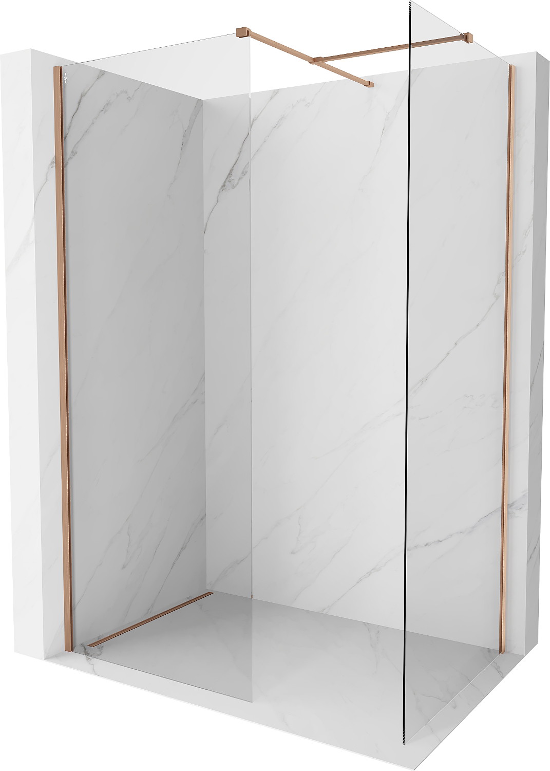 Mexen Kioto-X ścianka prysznicowa Walk-in 150 x 70 cm, transparent 10 mm, miedź szczotkowana - 800-150-202-65-00-070-X