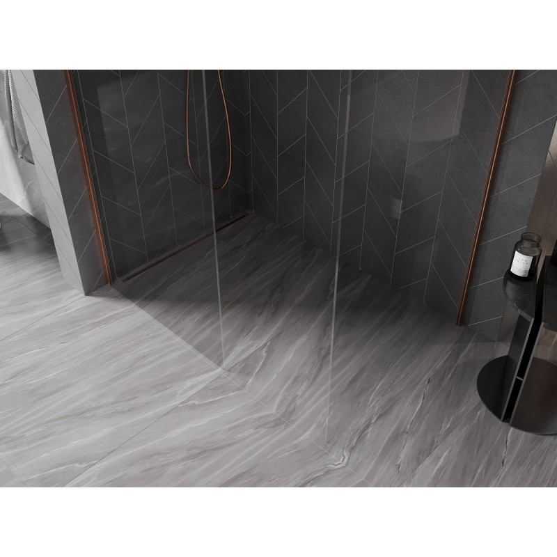 Mexen Kioto-X dušisein Walk-in 160 x 70 cm, läbipaistev 10 mm, harjatud vask - 800-160-202-65-00-070-X