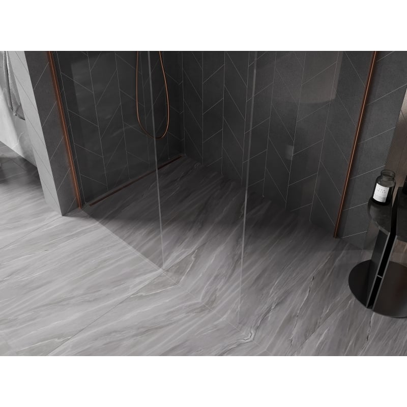 Mexen Kioto-X panel de ducha Walk-in 150 x 110 cm, transparente 10 mm, cobre cepillado - 800-150-202-65-00-110-X