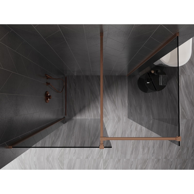 Mexen Kioto-X Walk-in zid za tuširanje 130 x 120 cm, prozirno 10 mm, brušena bakar - 800-130-202-65-00-120-X