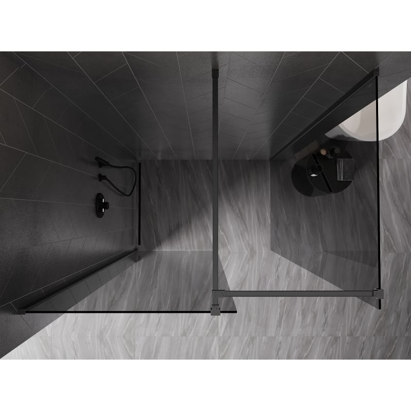 Mexen Kioto-X Walk-in Shower Wall 150 x 110 cm, Transparent 10 mm, Brushed Gun Gray - 800-150-202-66-00-110-X