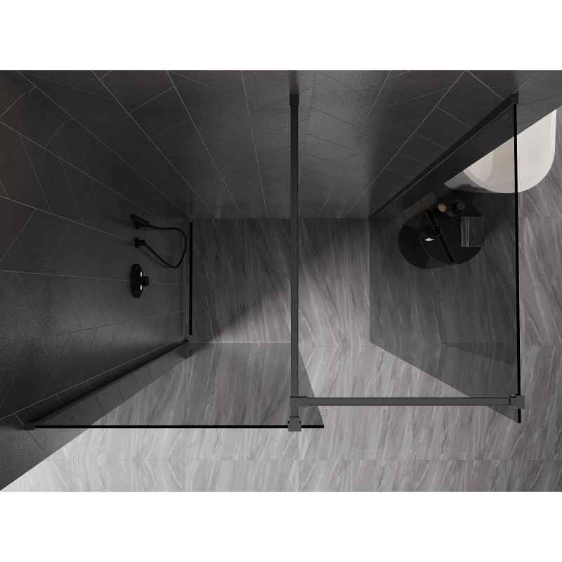 Mexen Kioto-X zidni panel za tuš Walk-in 150 x 110 cm, prozirni 10 mm, četkano tamnosivo - 800-150-202-66-00-110-X