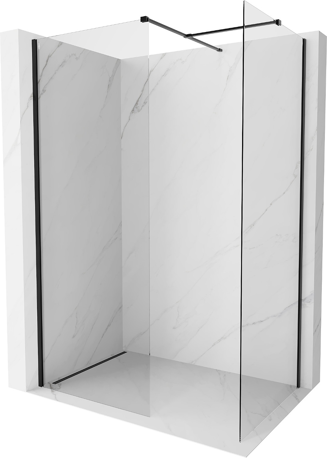 Mexen Kioto-X ścianka prysznicowa Walk-in 120 x 70 cm, transparent 10 mm, czarna - 800-120-202-70-00-070-X