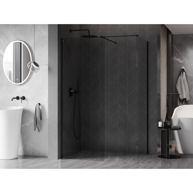 Mexen Kioto-X dušisein Walk-in 160 x 70 cm, läbipaistev 10 mm, must - 800-160-202-70-00-070-X