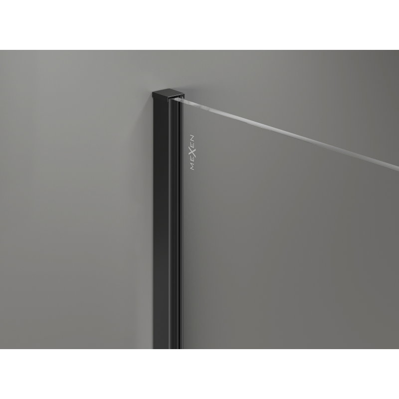 Mexen Kioto-X Walk-in Shower Wall 140 x 90 cm, Transparent 10 mm, Black - 800-140-202-70-00-090-X