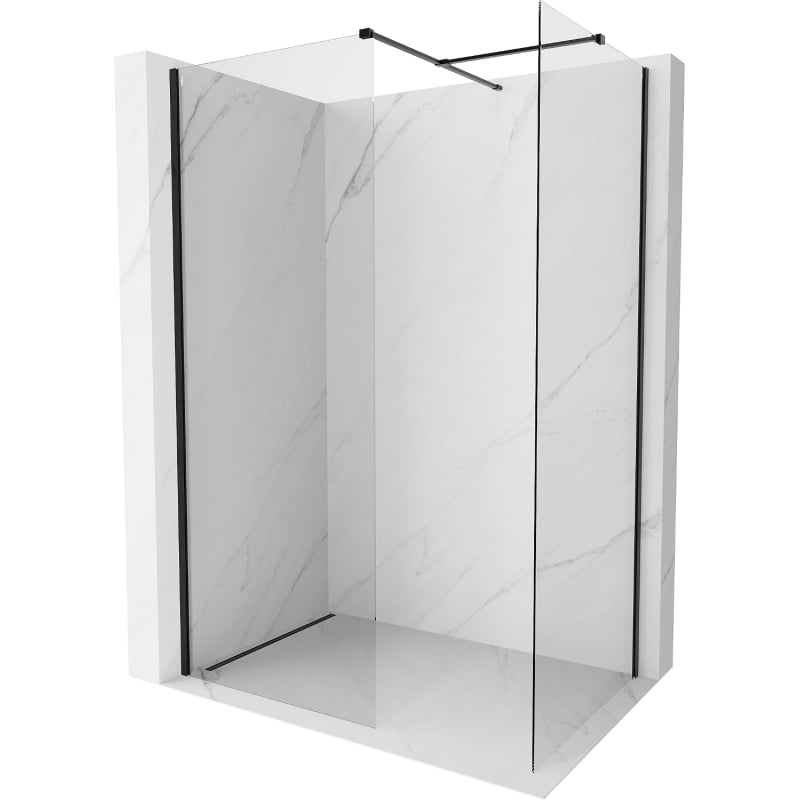 Mexen Kioto-X Duschwand Walk-in 150 x 100 cm, transparent 10 mm, schwarz - 800-150-202-70-00-100-X