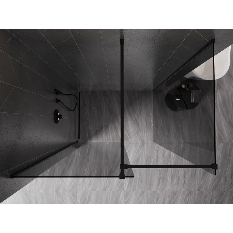 Mexen Kioto-X mampara de ducha Walk-in 160 x 120 cm, transparente 10 mm, negro - 800-160-202-70-00-120-X
