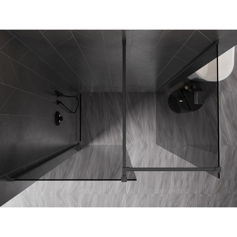 Mexen Kioto-X dušisein Walk-in 130 x 90 cm, läbipaistev 10 mm, gun metal - 800-130-202-95-00-090-X