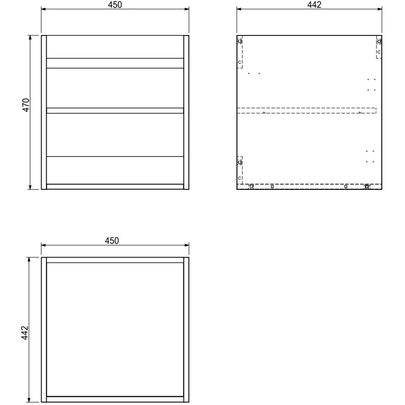 Mexen Box-A valamu aluskapi korpus 45 cm, valge matt - 91AX1-0450-470-1-01
