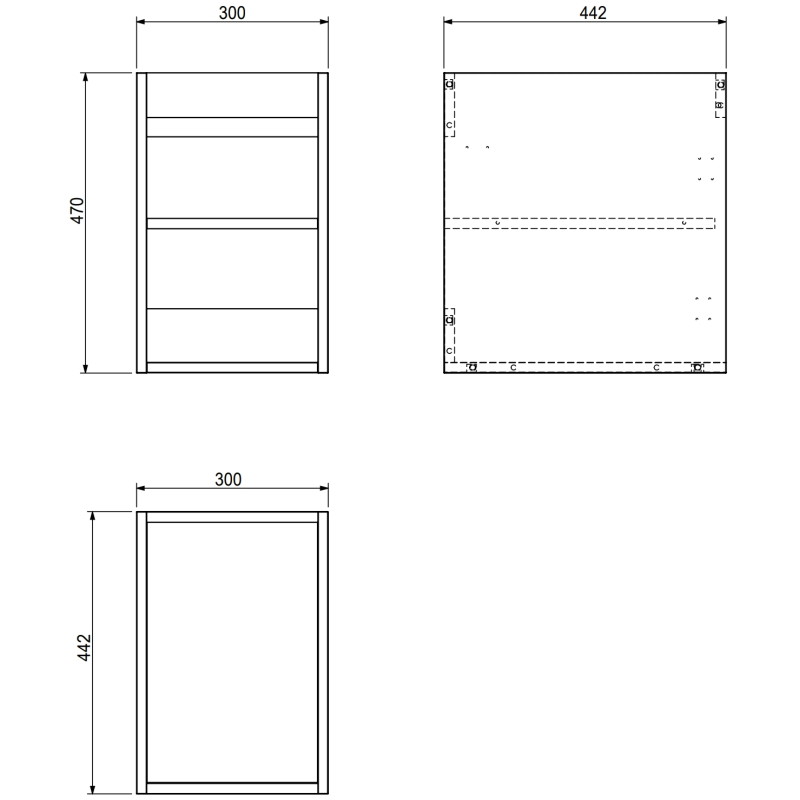 Mexen Box-A valamualuse kapi korpus 30 cm, must matt - 91AX1-0300-470-1-71