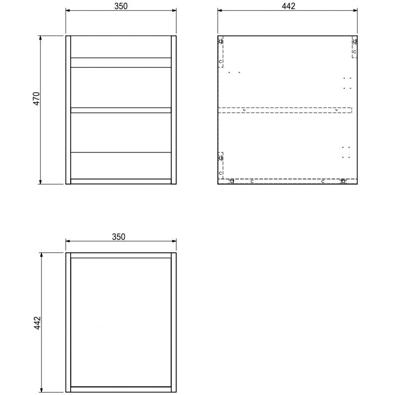 Mexen Box-A corpo del mobile sottolavabo 35 cm, grigio opaco - 91AX1-0350-470-1-62