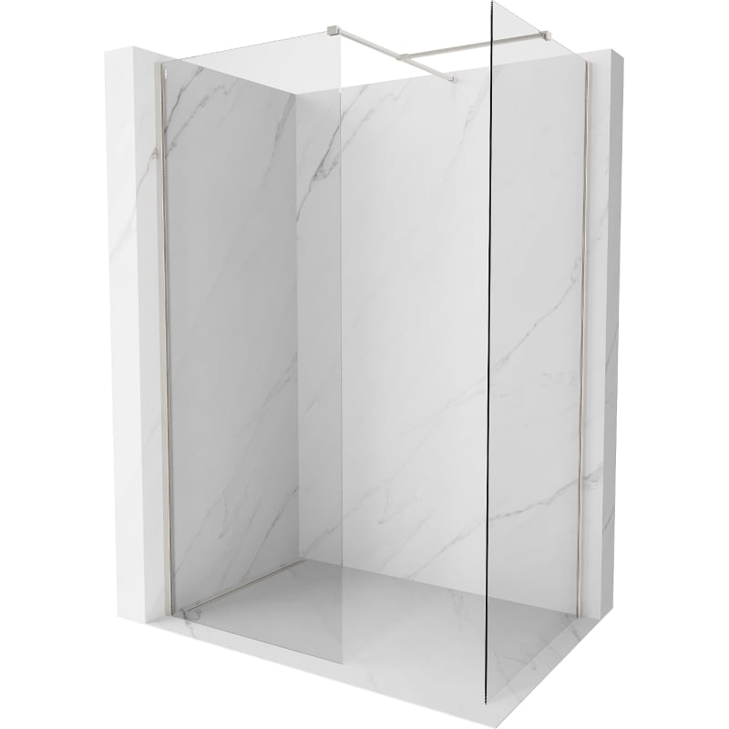 Mexen Kioto-X cloison de douche Walk-in 130 x 110 cm, transparent 10 mm, nickel brossé - 800-130-202-97-00-110-X