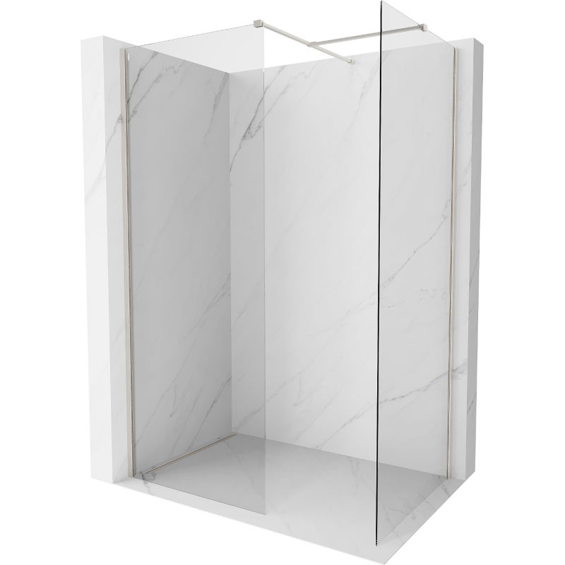 Mexen Kioto-X Duschvägg Walk-in 130 x 110 cm, transparent 10 mm, borstad nickel - 800-130-202-97-00-110-X
