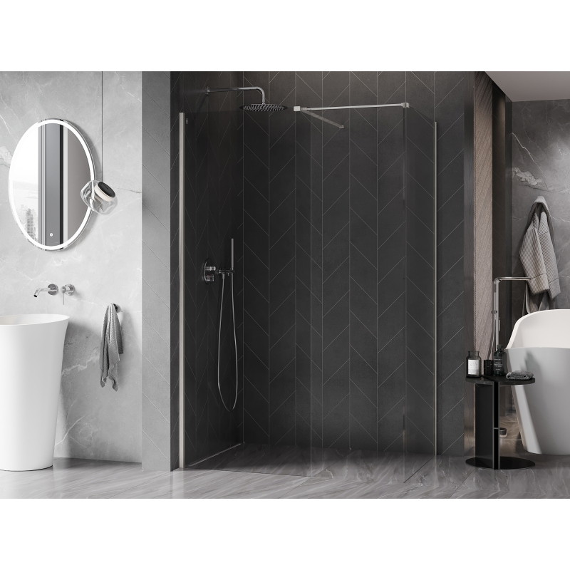 Mexen Kioto-X dušisein Walk-in 140 x 110 cm, läbipaistev 10 mm, harjatud nikkel - 800-140-202-97-00-110-X