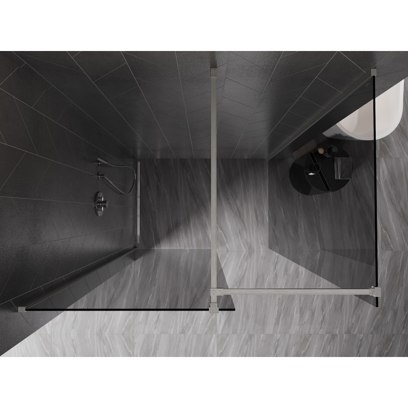 Mexen Kioto-X dušisein Walk-in 140 x 110 cm, läbipaistev 10 mm, harjatud nikkel - 800-140-202-97-00-110-X