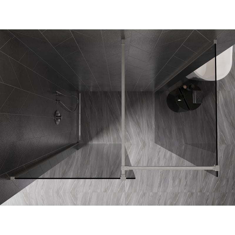 Mexen Kioto-X dušisein Walk-in 160 x 110 cm, läbipaistev 10 mm, harjatud nikkel - 800-160-202-97-00-110-X