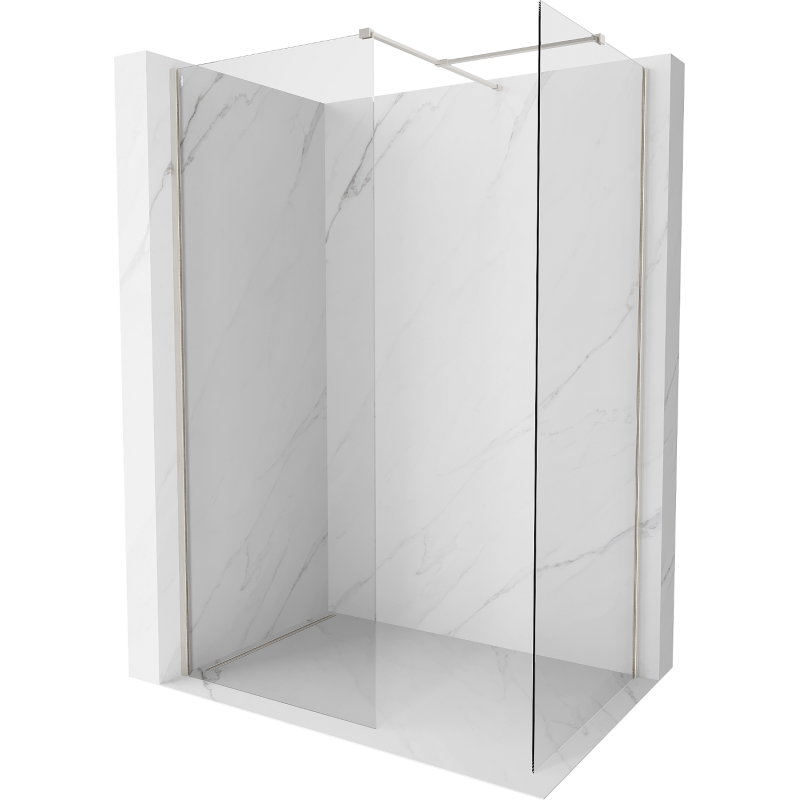 Mexen Kioto-X Walk-in Shower Wall 140 x 120 cm, Transparent 10 mm, Brushed Nickel - 800-140-202-97-00-120-X