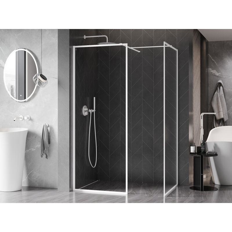 Mexen Kioto-XF Duschwand Walk-in mit Rahmen 110 x 70 cm, transparent 10 mm, weiß - 800-110-202-04-20-070-XF
