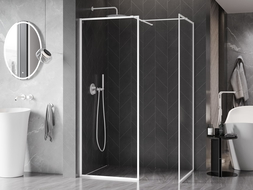 Mexen Kioto-XF paroi de douche Walk-in avec cadre 140 x 70 cm, transparent 10 mm, blanc - 800-140-202-04-20-070-XF