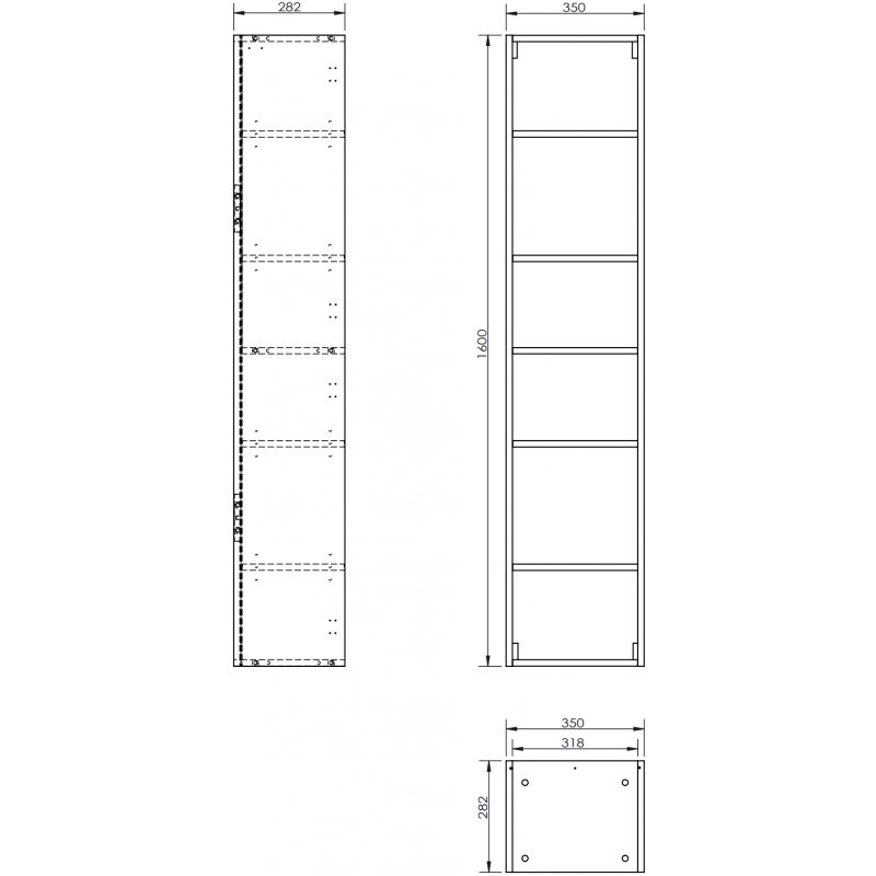 Mexen Box-A korpus av badrumspelare 35 cm, vit högglans - 91AX1-1600-300-1-00